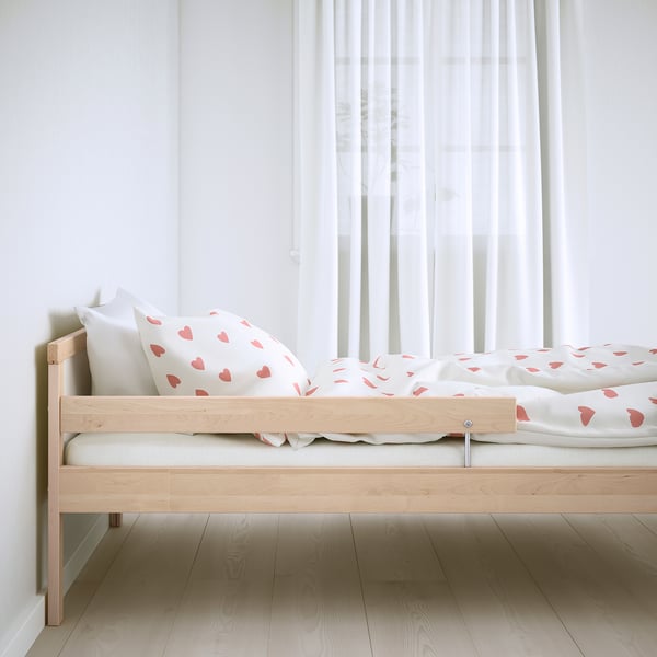 SNIGLAR bed frame with slatted bed base, beech, 70x160 cm