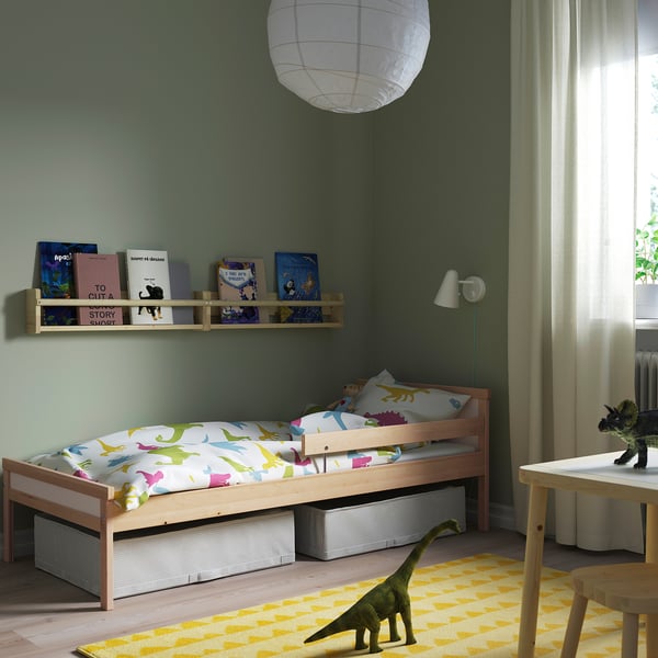 SNIGLAR bed frame with slatted bed base, beech, 70x160 cm