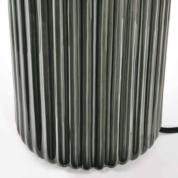 SNÖBYAR table lamp, grey-turquoise ceramic/grey, 52 cm