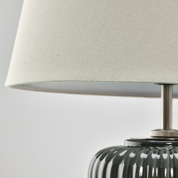 SNÖBYAR table lamp, grey-turquoise ceramic/grey, 52 cm