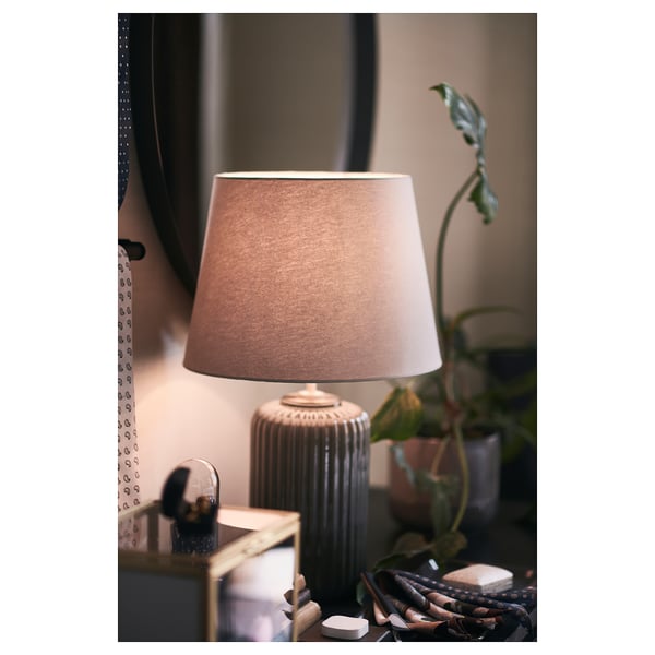 SNÖBYAR table lamp, grey-turquoise ceramic/grey, 52 cm