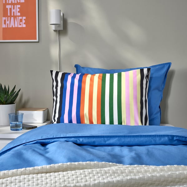 SNÖDROTTNING pillowcase, multicolour/striped, 50x80 cm