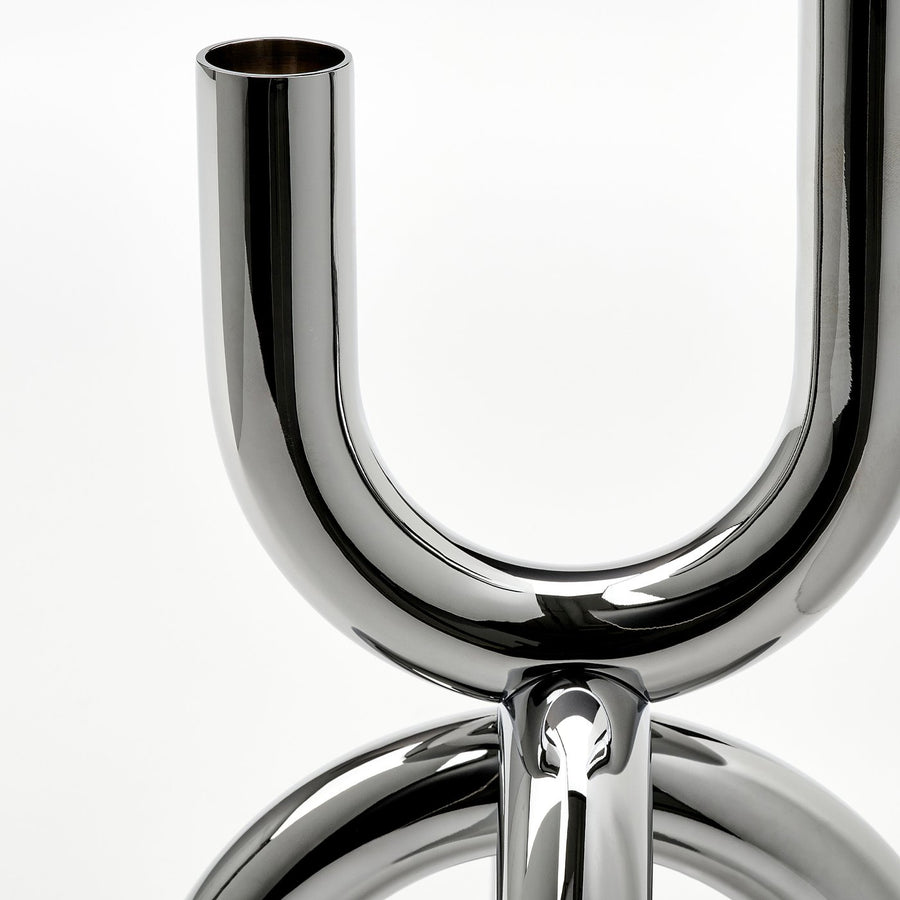 SNÖDUVA candlestick, for 2 candles silver-colour, 25 cm