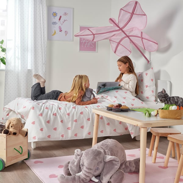 SNÖFINK bed canopy, butterfly/pink, 100x120 cm