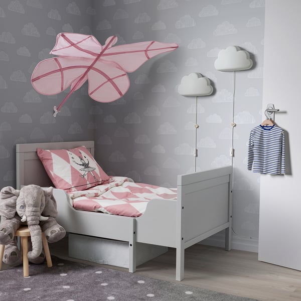 SNÖFINK bed canopy, butterfly/pink, 100x120 cm