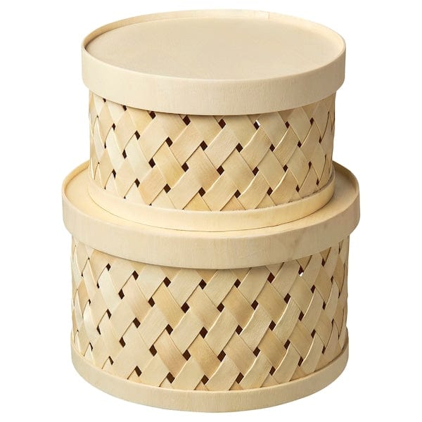 Ikea SNÖPLOG - Basket with lid set of 2, poplar