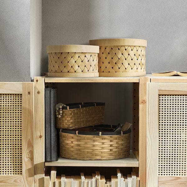 Ikea SNÖPLOG - Basket with lid set of 2, poplar