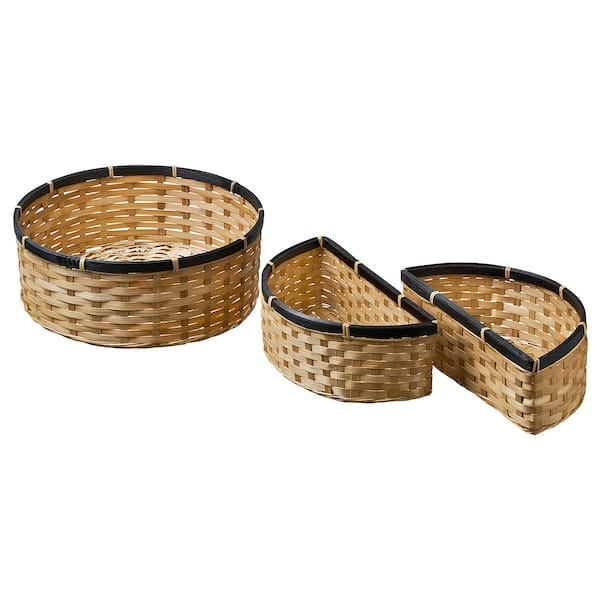 Ikea SNÖPLOG - Basket, set of 3, bamboo