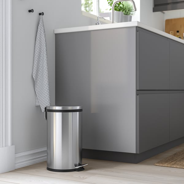 SNÖRPA pedal bin, stainless steel, 12 l