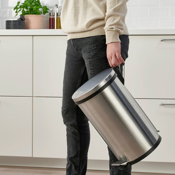 SNÖRPA pedal bin, stainless steel, 12 l