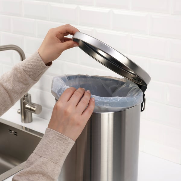 SNÖRPA pedal bin, stainless steel, 12 l