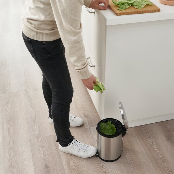 SNÖRPA - SNÖRPA Pedal bin, stainless steel, 5 l