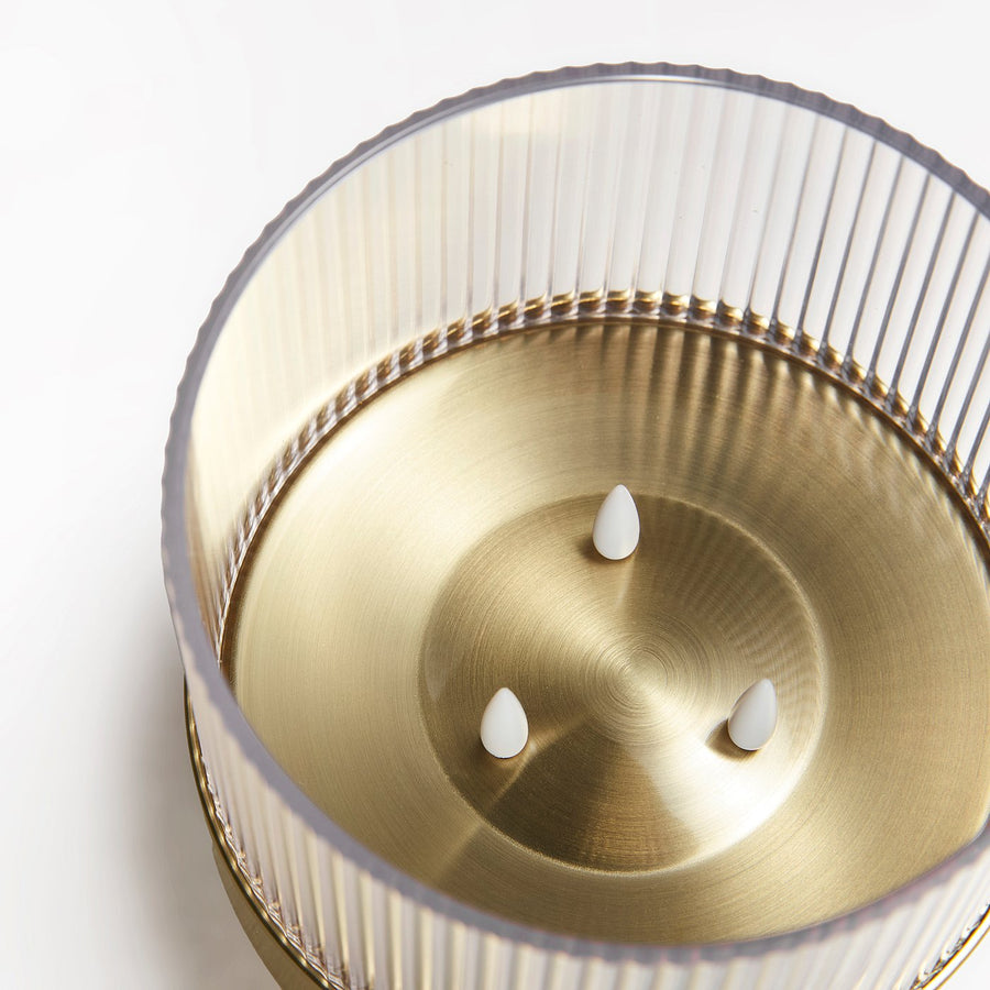 SNÖRPTRÅD LED table decoration, battery-operated brass-colour, 9.5 cm