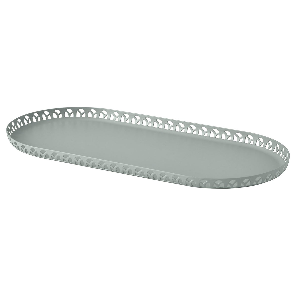 SNÖSISKA candle dish, pale grey-green, 31x15 cm
