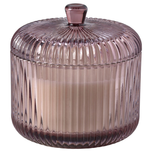 SNÖSISKA scented candle/glass w lid/2 wicks, Tonka and orange blossom pale pink, 20 hr