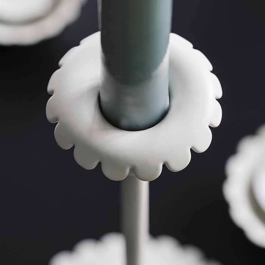 SNÖSISKA candlestick, off-white, 25 cm