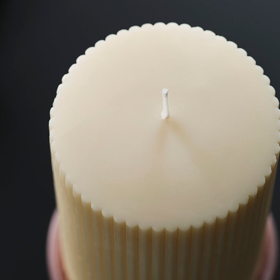 SNÖSISKA unscented pillar candle, off-white, 10 cm