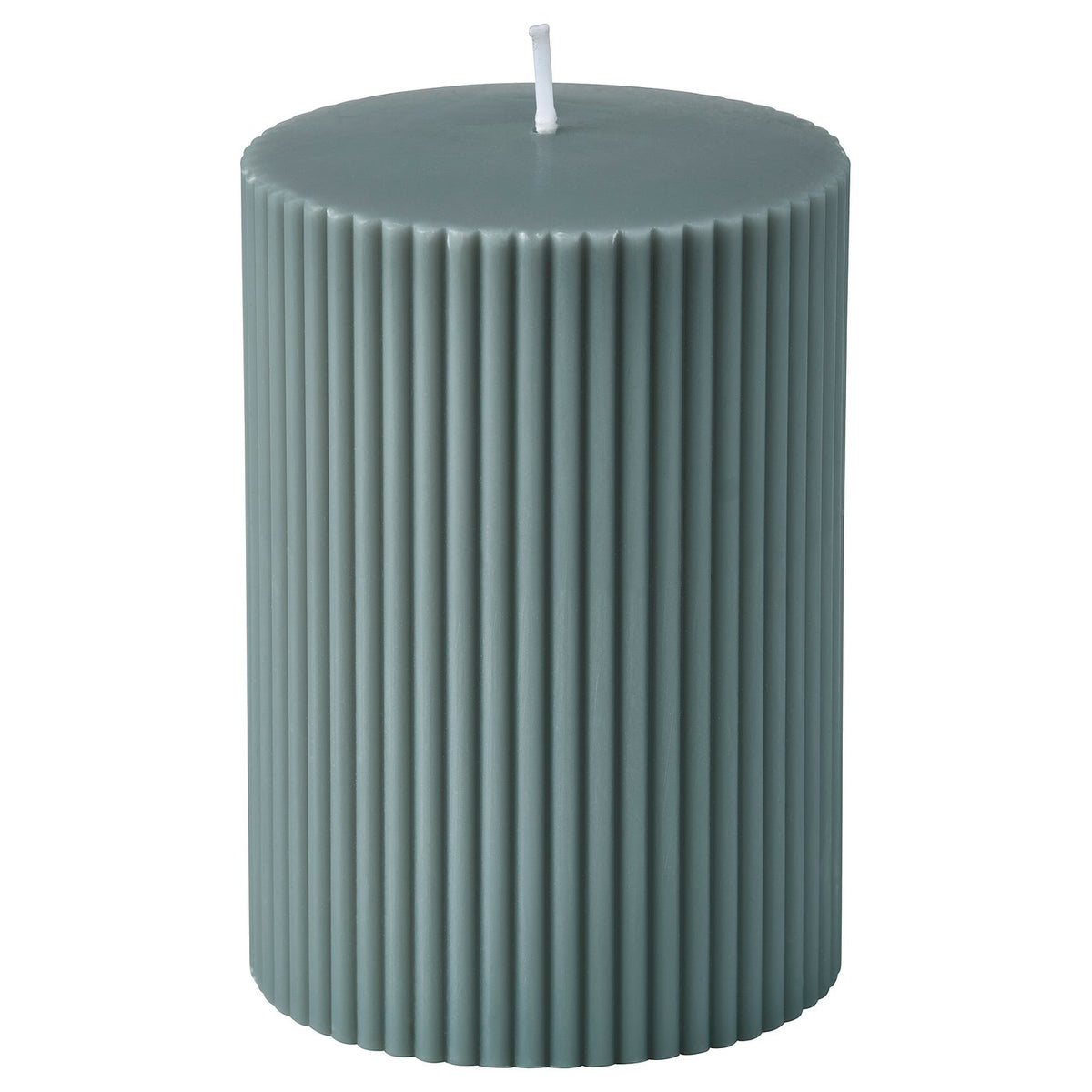 SNÖSISKA unscented pillar candle, dark grey-green, 10 cm