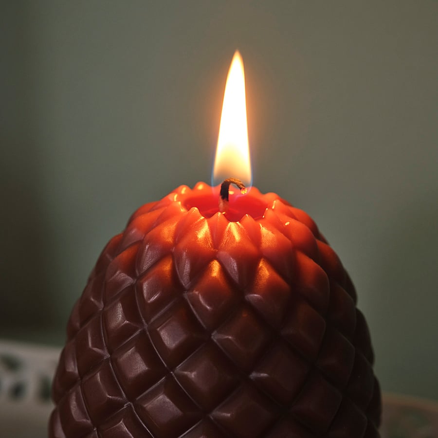 SNÖSISKA unscented pillar candle, cone/brown, 8 cm, 2 pack