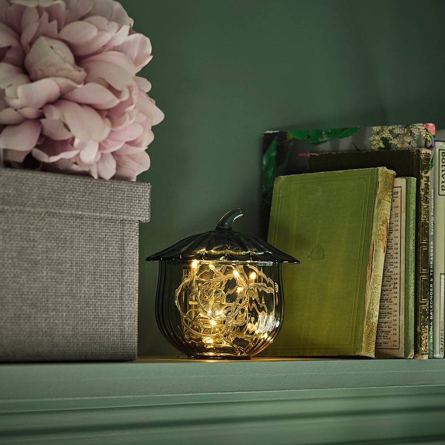 SNÖSISKA bowl with lid, dark grey-green, 15 cm