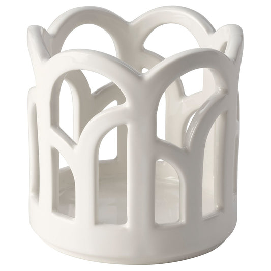 SNÖSISKA candle holder, off-white, 11 cm
