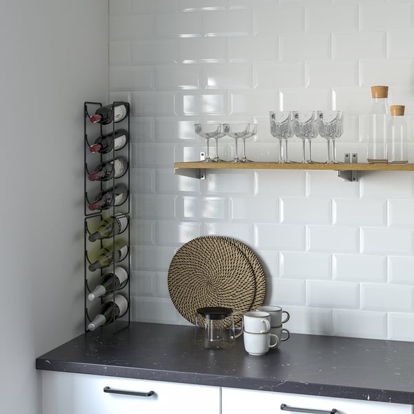 SNÖSPIRA 4-bottle wine rack, black, 16x45x13 cm