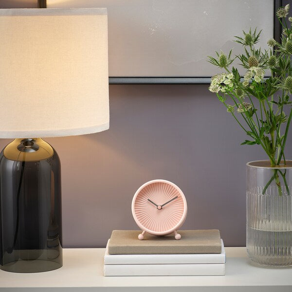 SNOFSA - Desk clock, pale pink,11 cm