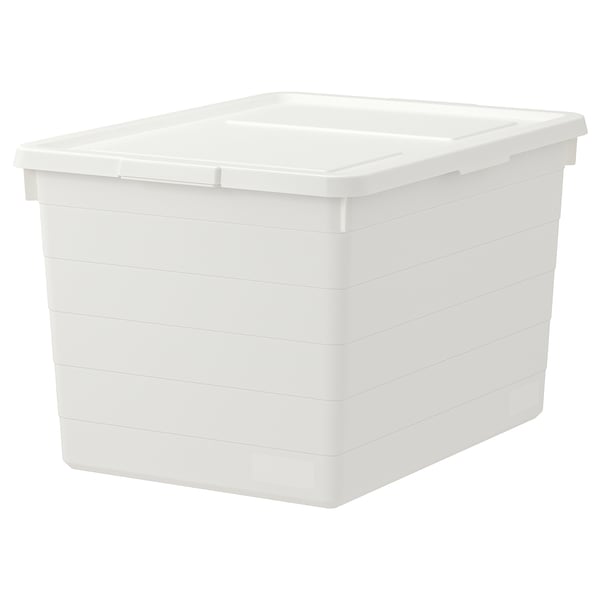 SOCKERBIT box with lid, white, 38x51x30 cm