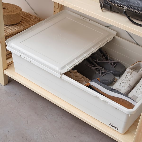 SOCKERBIT storage box with lid, white, 50x77x19 cm