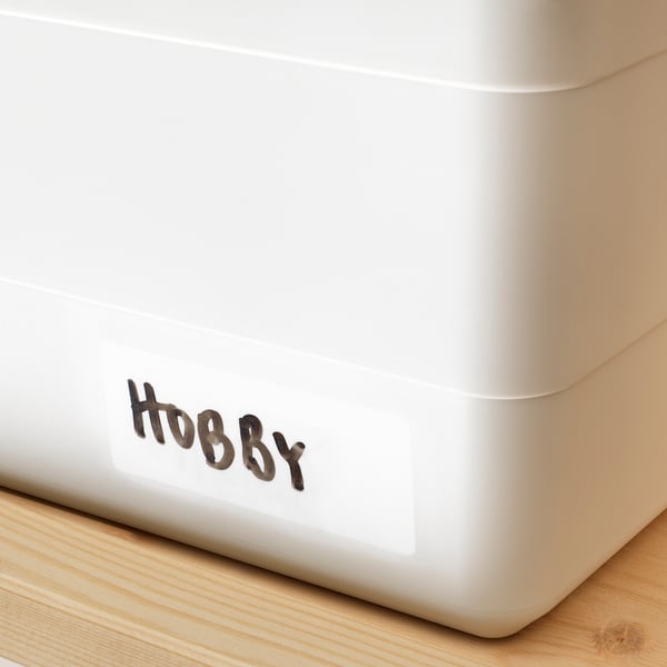 SOCKERBIT box with lid, white, 38x51x30 cm