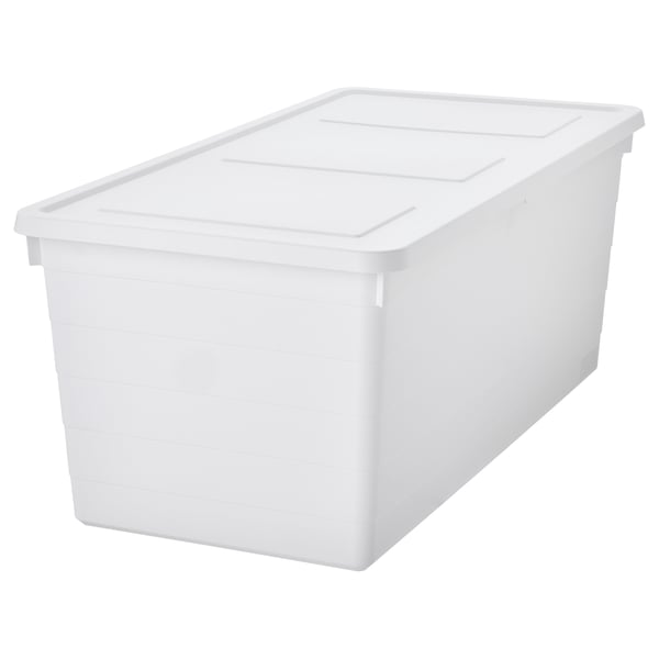 SOCKERBIT storage box with lid, white, 38x76x30 cm