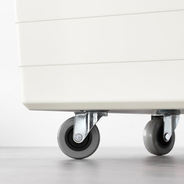 SOCKERBIT box with castors and lid, white, 38x51x37 cm