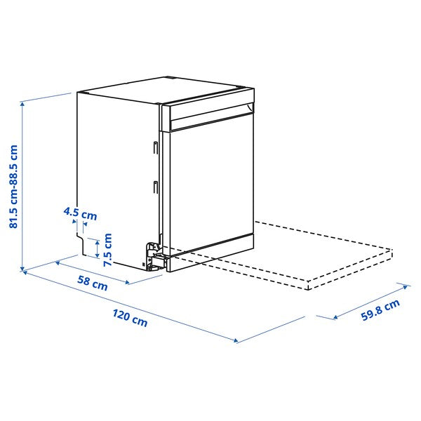 SÖDERBODA - Integrated dishwasher, IKEA 500 stainless steel colour,60 cm