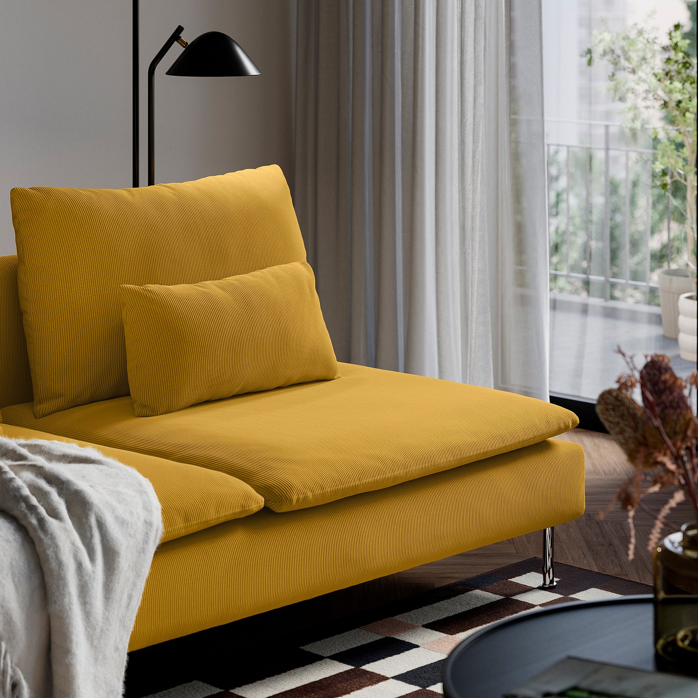 SÖDERHAMN armrest, Kelinge dark yellow, 82x53x6 cm