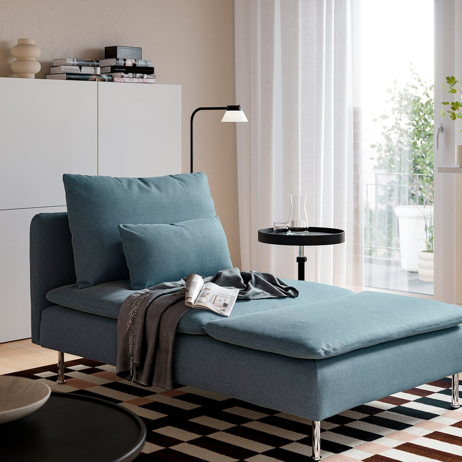 SÖDERHAMN chaise longue, Fridtuna dark grey-blue, 93x83x151 cm
