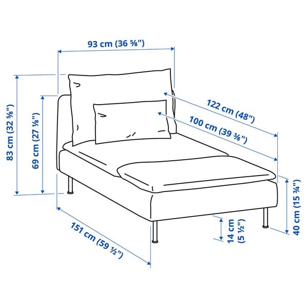 Ikea SÖDERHAMN - Chaise-longue, Tallmyra smoke grey ,