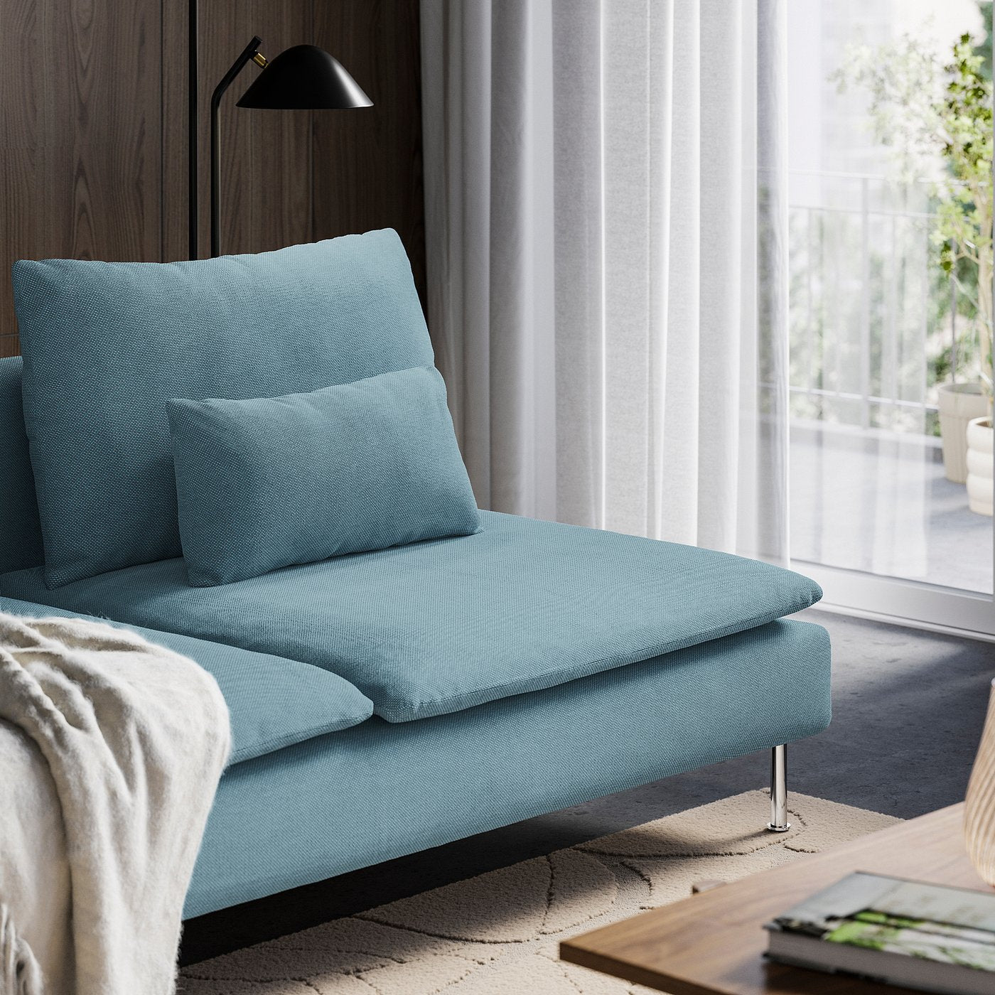 SÖDERHAMN corner sofa, 3-seat, Fridtuna dark grey-blue