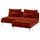 SÖDERHAMN 2-seat sofa with chaise longue, Alhamn deep orange-red, 186 cm