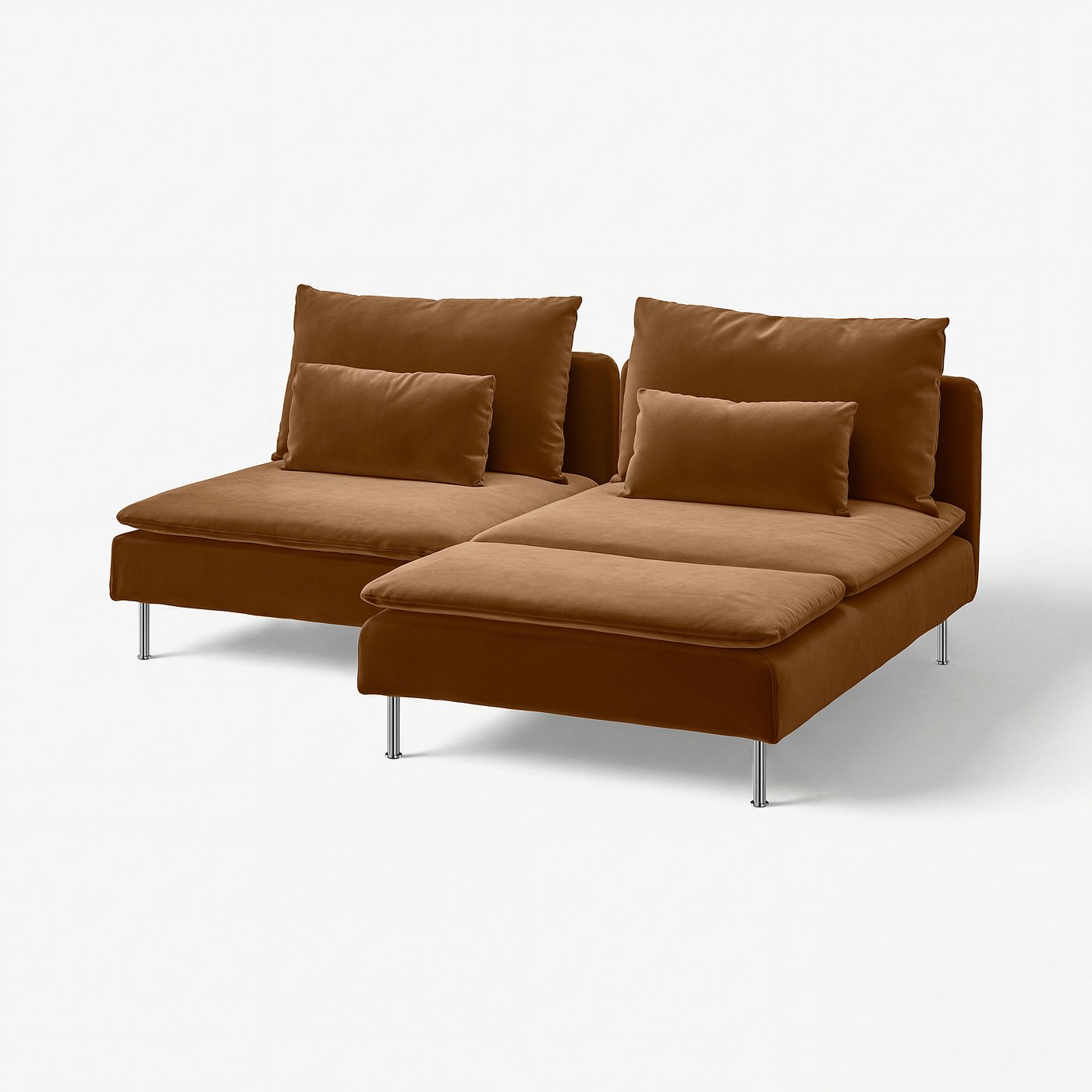 SÖDERHAMN 2-seat sofa with chaise longue, Alhamn dark yellow-brown, 186 cm