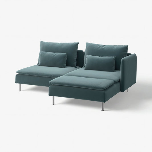 SÖDERHAMN 2-seat sofa, with chaise longue with armrest/Alhamn dark grey-blue, 192 cm