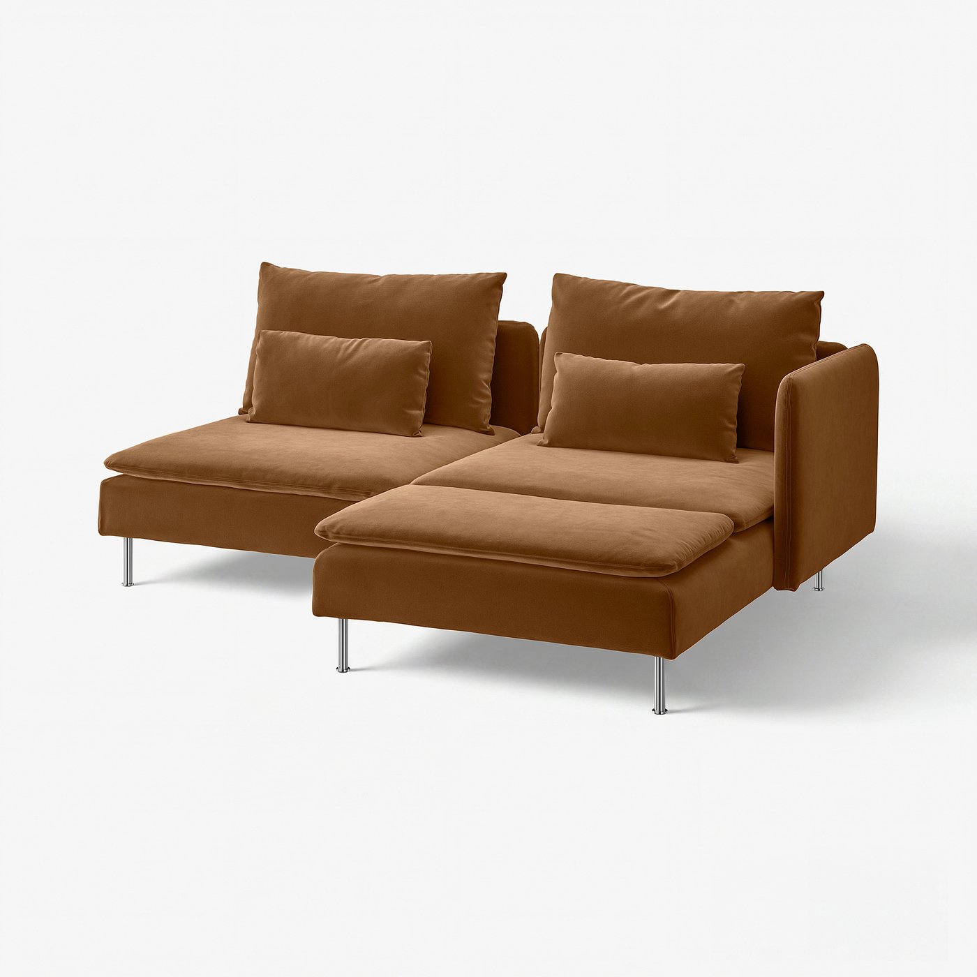 SÖDERHAMN 2-seat sofa, with chaise longue with armrest/Alhamn dark yellow-brown, 192 cm