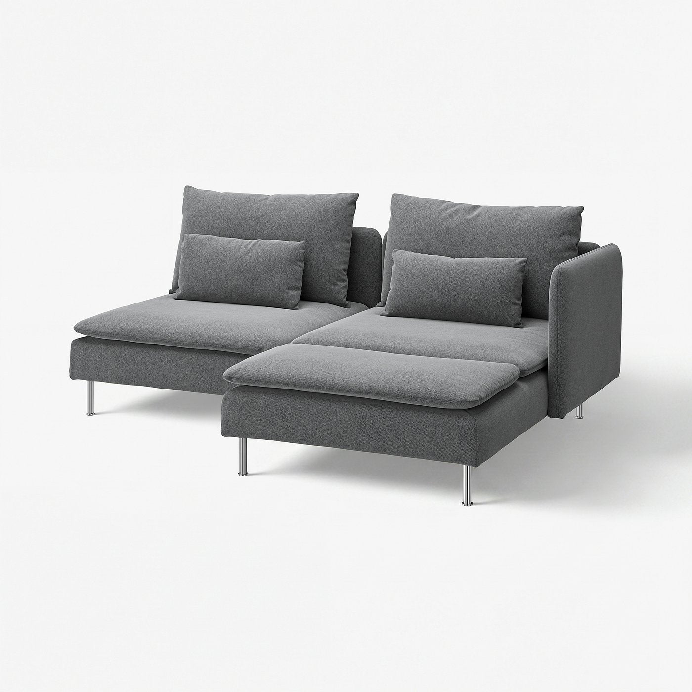 SÖDERHAMN 2-seat sofa, with chaise longue with armrest/Johanneshov dark grey, 192 cm