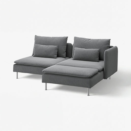 SÖDERHAMN 2-seat sofa, with chaise longue with armrest/Johanneshov dark grey, 192 cm