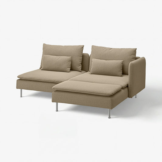 SÖDERHAMN 2-seat sofa, with chaise longue with armrest/Johanneshov brown-beige, 192 cm