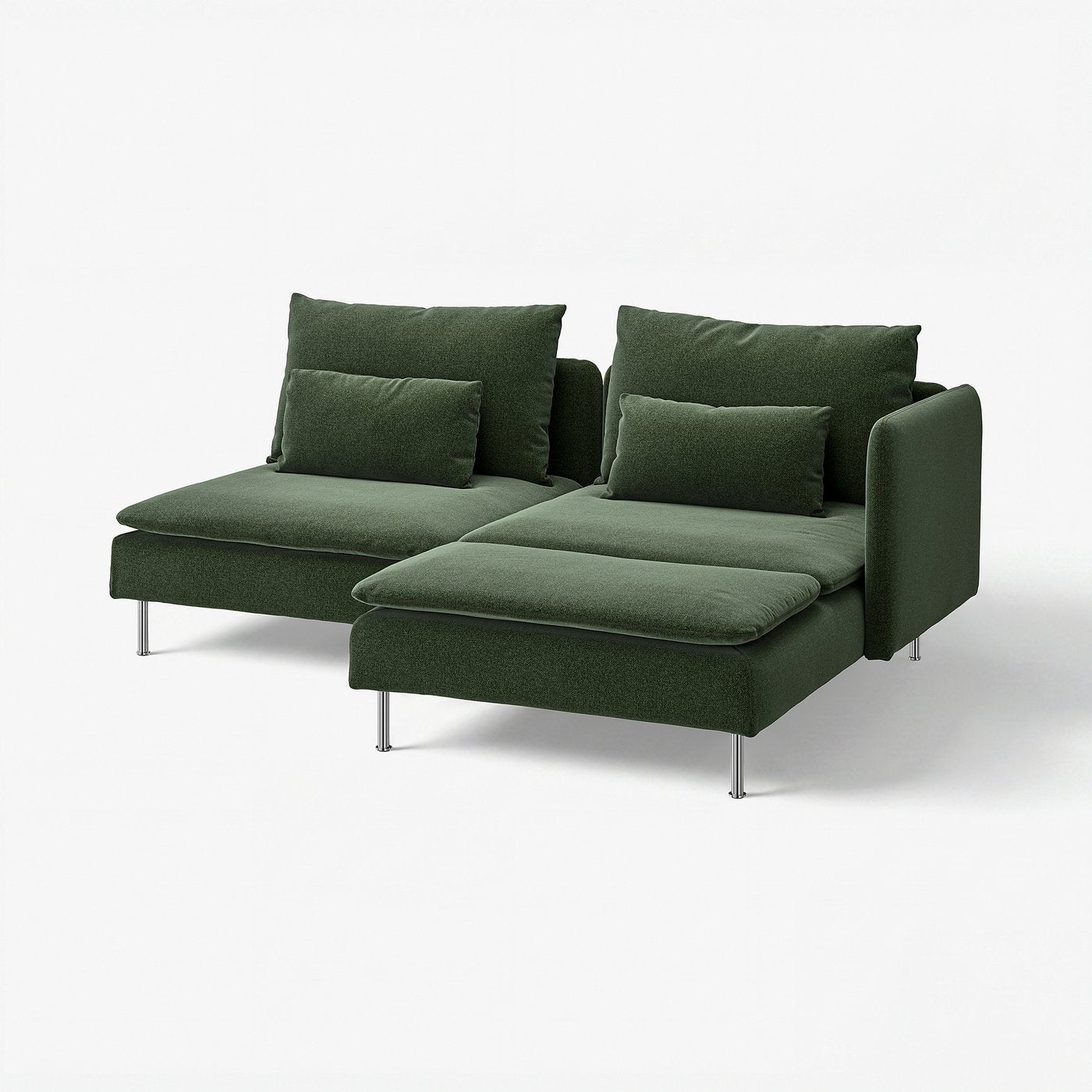 SÖDERHAMN 2-seat sofa, with chaise longue with armrest/Johanneshov dark green, 192 cm
