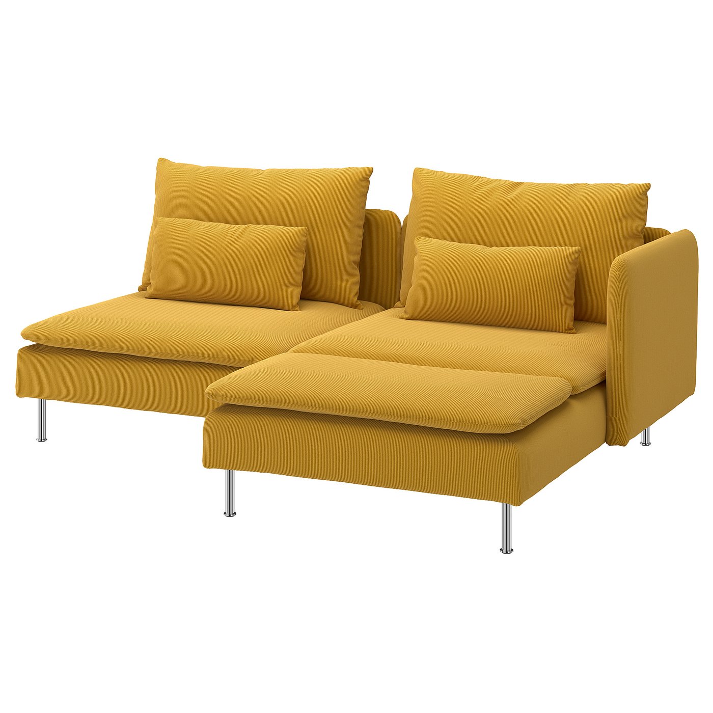 SÖDERHAMN 2-seat sofa, with chaise longue with armrest/Kelinge dark yellow, 192 cm