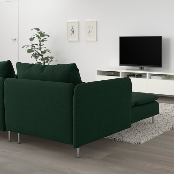 SÖDERHAMN - 2-seater sofa with chaise-longue and armrest/Tallmyra dark green ,
