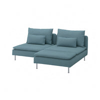 SÖDERHAMN 2-seat sofa with chaise longue, Fridtuna dark grey-blue, 186 cm