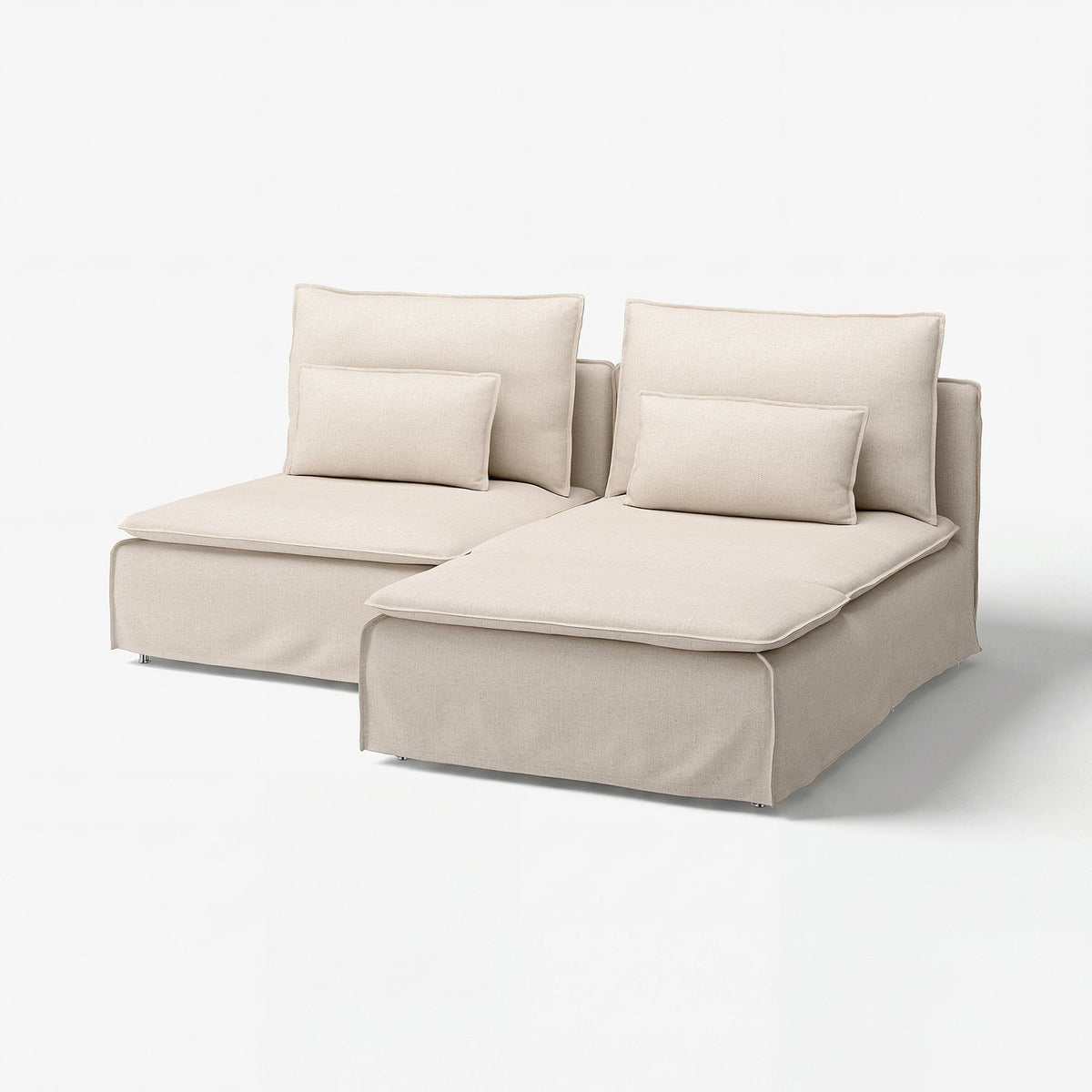 SÖDERHAMN 2-seat sofa with chaise longue, Gransel natural, 186 cm