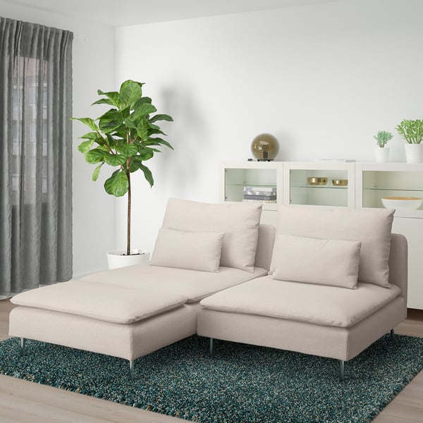 SÖDERHAMN 2-seat sofa with chaise longue, Gunnared beige, 186 cm